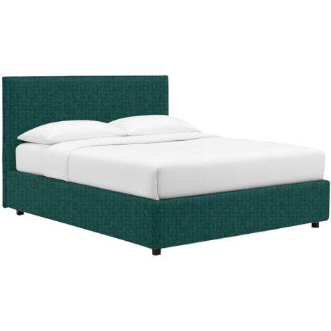 Letto Singolo Ilford, Sfoderabile, Contenitore Made in Italy, Verde Petrolio