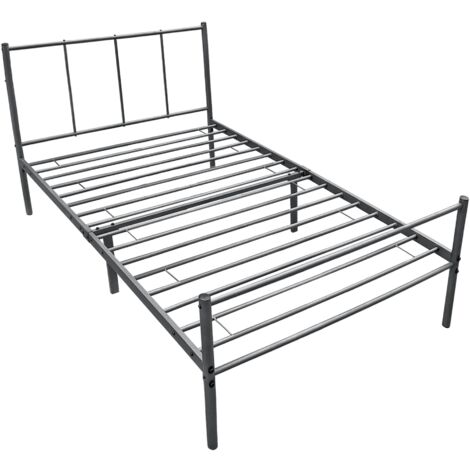 Letto singolo in metallo con struttura in acciaio grigio a doghe metalliche 90 x 200 cm 030004920