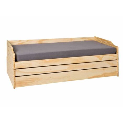 LETTO SINGOLO LOTAR 90X200 ESTRAIBILE E TRASFORMABILE IN 3 LETTI O MATRIMONIALE PINO NATURALE