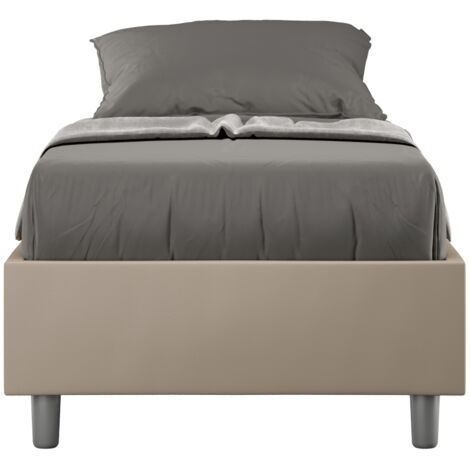 Letto Singolo Sommier 80x190 cm con Rete Azelia Tortora
