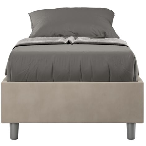Letto Singolo Sommier 80x190 cm con Rete e Contenitore Azelia Sabbia