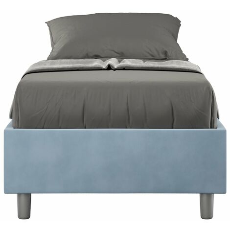 Letto Singolo Sommier 80x200 cm con Rete e Contenitore Azelia Azzurro