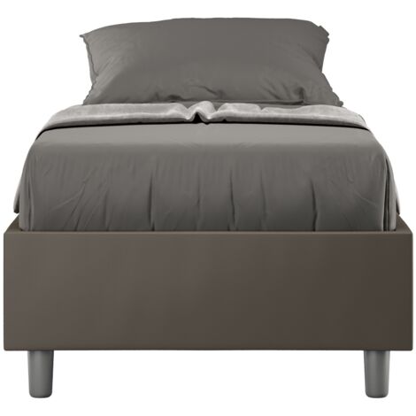 Letto Singolo Sommier 80x200 cm con Rete e Contenitore Azelia Cappuccino