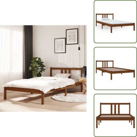 Letto singolo - vidaXL Giroletto senza Materasso Ambra in Legno Massello 100x200 cm - Letto per bambini