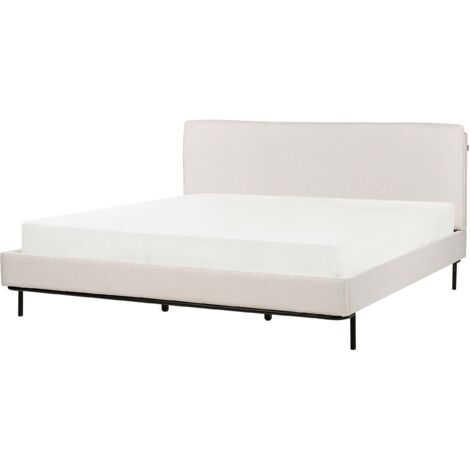 Letto Tessuto moderno imbottito con testiera EU Letto matrimoniale 180 x 200 cm Beige con rete a doghe Corio