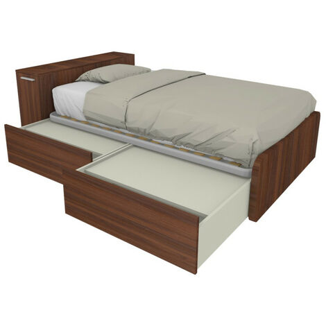 Letto una piazza e mezza 120x190 con contenitore - Ideale per camerette - Noce canaletto