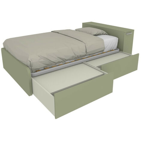 Letto una piazza e mezza 120x190 con contenitore - Ideale per camerette - Salvia