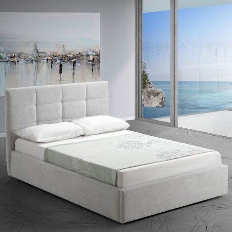 Letto una piazza e mezza con contenitore Napoli tessuto colore grigio