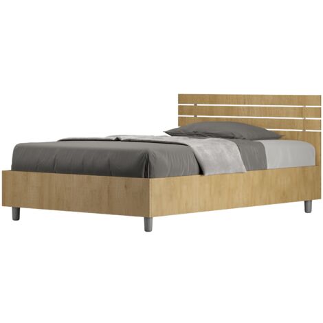 Letto una piazza e mezza contenitore 120x190 testata dritta con doghe quercia Ankel