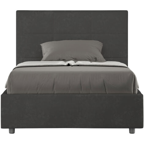 Letto una piazza e mezza contenitore imbottito 120x190 microfibra grigio Mika