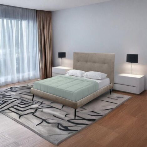 Letto una piazza e mezza Stiletto con rete fissa in tessuto Enjoy 03 tortora