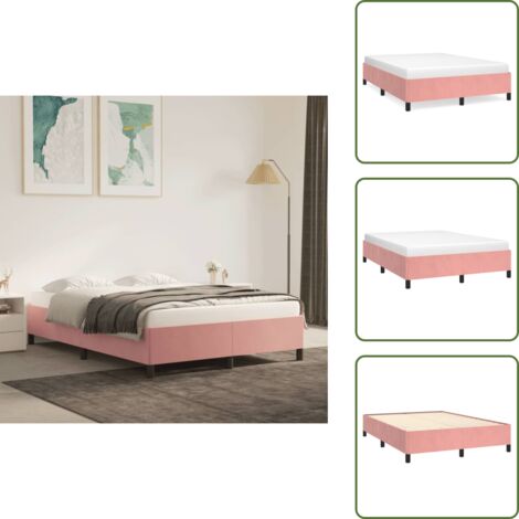 Letto - vidaXL Giroletto Rosa 140x200 cm in Velluto - Supporto