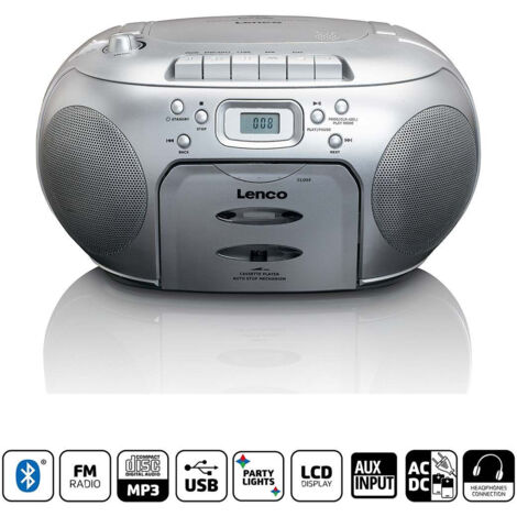 Lettore CD e cassette radio FM portatile Argento