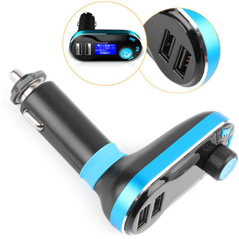 Lettore MP3 Bluetooth blu con trasmettitore FM e kit vivavoce per auto. Caricabatterie incluso.
