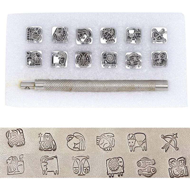 Lettre à Frapper, Outil de poinçonnage, poincon Metal a Frapper, 12 pièces en Cuir Artisanat en alliage de zinc estampage Outil de poinçonnage en