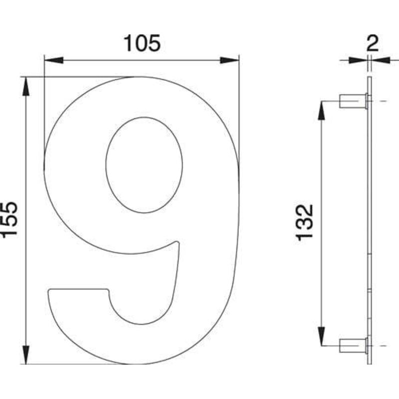 Numéro de maison chiffre 6/9 va ma 150mm l.105mm - 2506/0000/00 - EDI