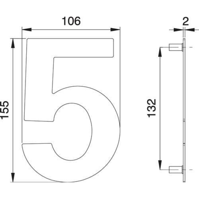 EDI - Numéro de maison chiffre 5 va ma 150mm l.106mm - 2505/0000/00