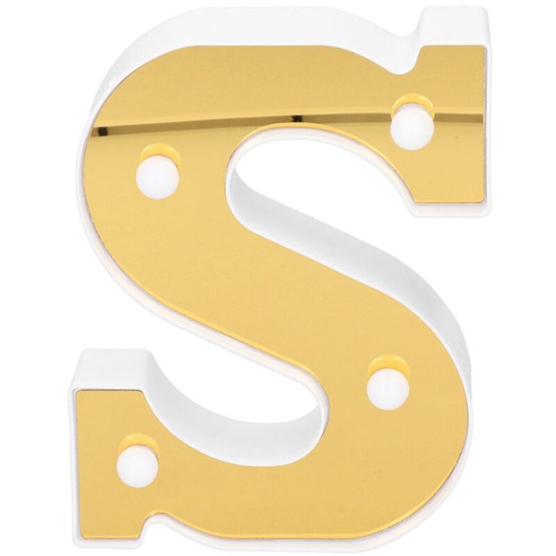 Lettre lumineuse LED dorée S Alphabet Veilleuse pour chambre à coucher Mariage Anniversaire Décoration Blanc chaud