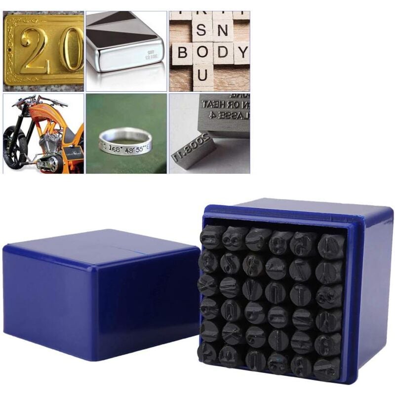 Arque à frapper,36 Pièces Lettres et Chiffres à Frapper, 4mm Poinçon Lettre Metal, a-z et 0-9 Lettre a Frapper Metal, Chiffre à Frapper pour