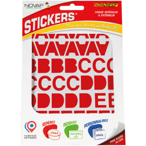Lettres autocollantes 20mm Rouge NOVADHESIFS - 4370200