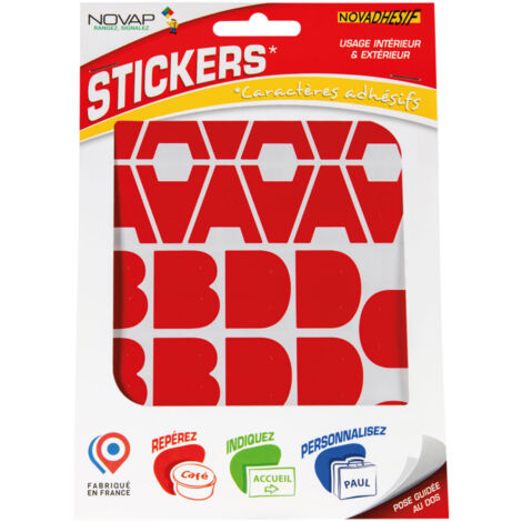 Lettres autocollantes 30mm Rouge NOVADHESIFS - 4370323