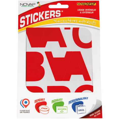 Lettres autocollantes 50mm Rouge NOVADHESIFS - 4370569