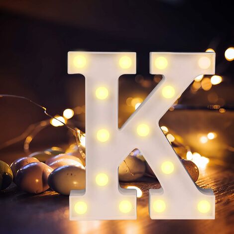 Lettres de l’alphabet à LED avec lumière blanche chaude pour décoration d’intérieur,fête,bar,mariage ou festival(K) GROOFOO