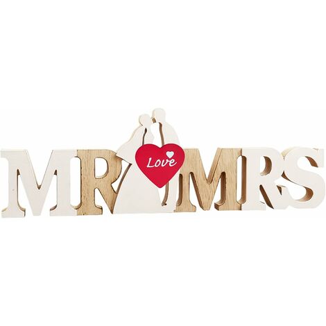 Lettres en Bois Mr & Mrs - Décoration De Mariage - Bois Décoration De Mariage De Lettres Décoration De Mariage pour Cadeau De Mariage Décoration De Table Décoration, 38x12CM (avec Le Coeur)