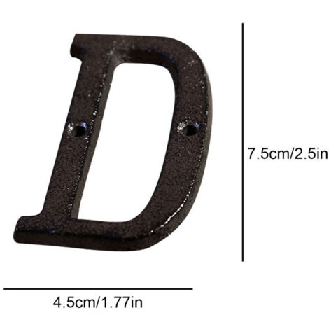 Lettres en métal 3D AZ Style rétro Numéro de maison en fonte DIY Café Jardin Décoration murale Adresse créative Numéro de maison (Taille : D)