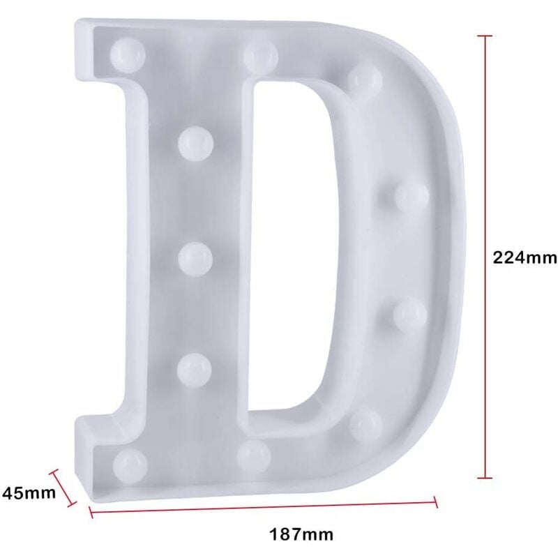 Fei Yu - Lettres Lumineuses Alphabet Lumineux Lampe led Lettre Lumières Lettre à Pôles pour Réceptions Partie Mariage Maison Bar Décoration (d)