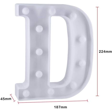 Lettres Lumineuses Alphabet Lumineux Lampe LED Lettre Lumières Lettre à Pôles pour Réceptions Partie Mariage Maison Bar Décoration (D)-Fei Yu