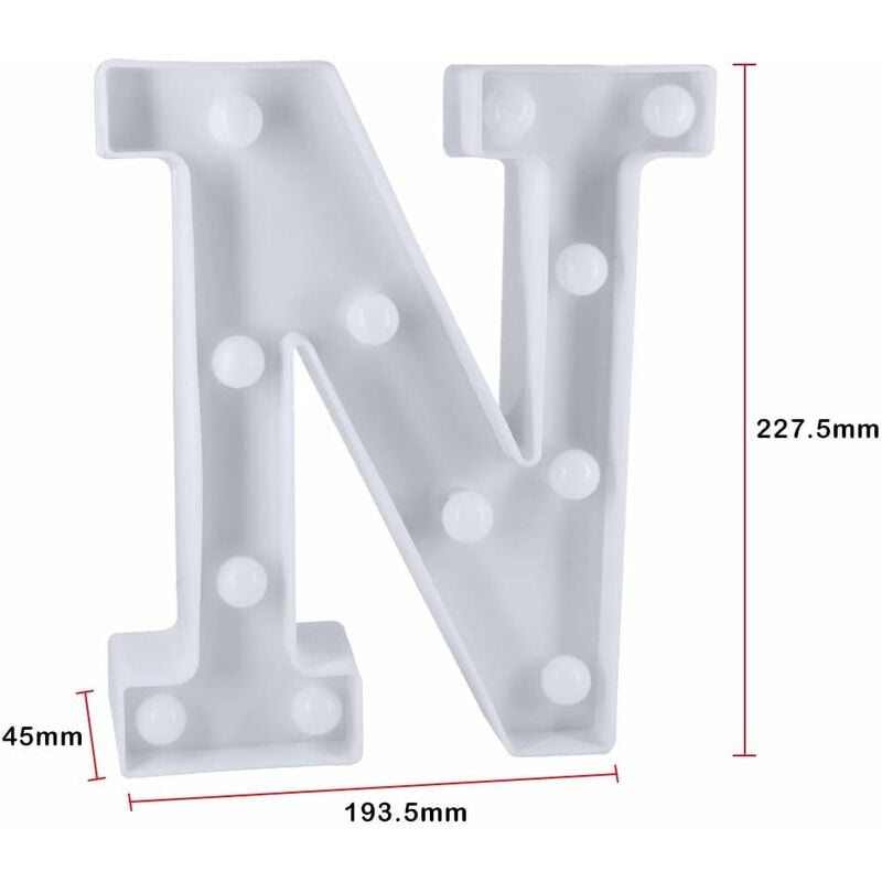 Fei Yu - Lettres Lumineuses Alphabet Lumineux Lampe led Lettre Lumières Lettre à Pôles pour Réceptions Partie Mariage Maison Bar Décoration (n)