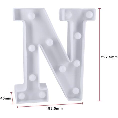 Lettres Lumineuses Alphabet Lumineux Lampe LED Lettre Lumières Lettre à Pôles pour Réceptions Partie Mariage Maison Bar Décoration (N)-Fei Yu