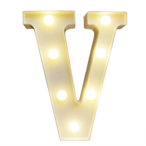 Lettres lumineuses LED alphabet, lumière blanche chaude, fonctionne avec 2 piles AA, étanchéité IP54 (blanc)