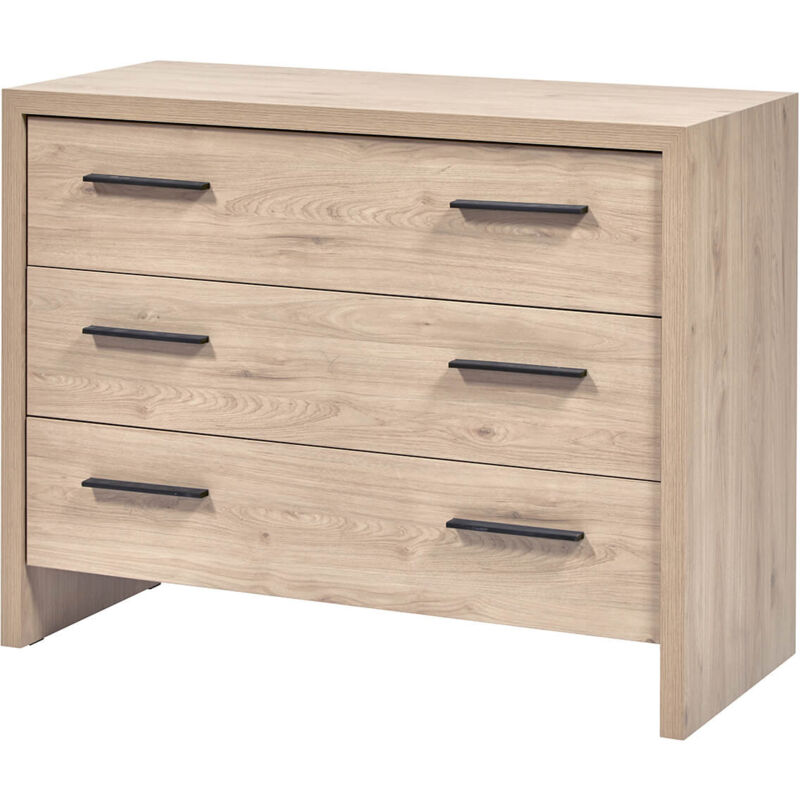 Altobuy - LETTY - Commode 3 Tiroirs Aspect Bois Clair