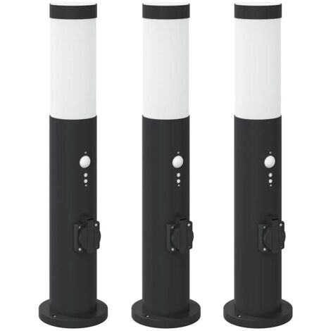 Leuchte vidaxl pollerleuchten mit sensor&steckdose 40 W Edelstahl