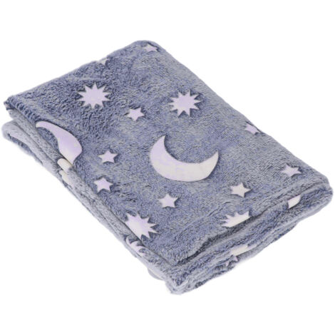 Leuchtende Decke 1,5 x 2 m mit Sternen und Mond – im Dunkeln leuchtende blaue Fleecejacke für Kinder