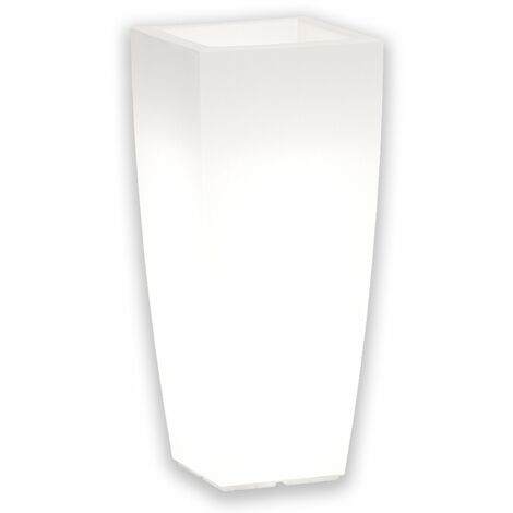 Leuchtende Vase "Stilo Square Bright" mit Dekoration, mit LED, für den Außeneinsatz 'Made in Italy -Weiß / Square 33 cm / Mit Kabel