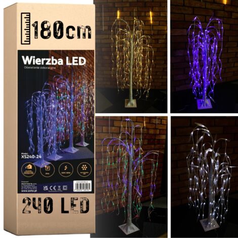 Leuchtende Weiden-Weihnachtsbaumdekoration mit 240 LEDs, 180 cm, warmblau