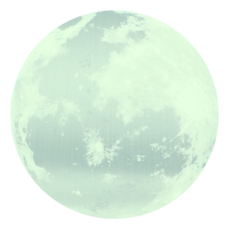 Leuchtender Mond-Wandaufkleber 30 cm, Kinderzimmerdekoration (Silbergrünes Licht)