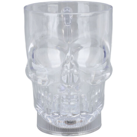Leuchtender Totenkopfbecher (590 ml) mit LED-Beleuchtung, farbiger Beleuchtung, ABS, 50 mAh, ideal für Halloween-Veranstaltungen
