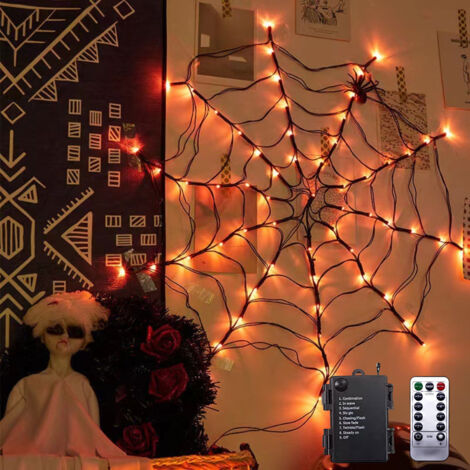Leuchtendes Halloween-Spinnennetz – Außenbeleuchtung für Garten, Party, Spukhaus – für drinnen und draußen