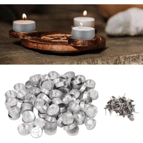 [Leuchtkasten] + [Teelicht-Set] + [Aluminium-Becherdocht] + [100er-Set Kerzenwachsbehälter, Aluminium-Teelichtbecher mit Docht für Hochzeiten, Partys und Heimdekorationen]