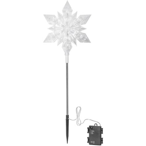 Leuchtstab Flocke mit Timer weiß leuchtende Schneeflocke H 48cm