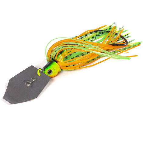Leurre de pêche 100mm 11g Lame Métal Leurre avec Jupe en Caoutchouc Faux Balançoire Abeille Poisson Leurre Saut Leurre Spinning Cuillère Brochet 1pcs (Vert)