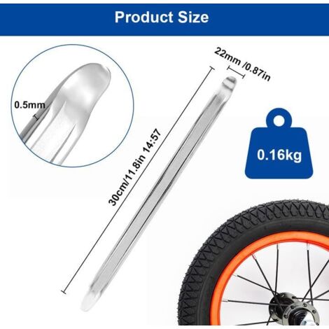Leva per pneumatici da 30 cm per moto, auto, scooter, bicicletta, 3 pezzi Leva per pneumatici in metallo per cambio pneumatici, Leva per pneumatici manuale per scooter elettrico, Strumenti per leva pe
