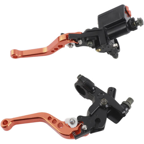 Leva serbatoio pompa freno universale e portatile Saluaqui per moto, manubrio da 7/8", alluminio CNC argento, regolabile per la maggior parte delle motociclette (ARANCIONE)