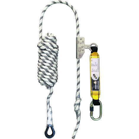 Levac – Longe anti-chute mobile sur corde tressée D12mm – Absorbeur d'énergie – Longueur 20m – Utilisation verticale uniquement