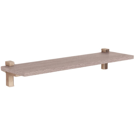 Levant 60 cm Slim Shelf with "L" Shape Bracket - Metal - L15 x W60 x H1.6 cm - Grey Oak
