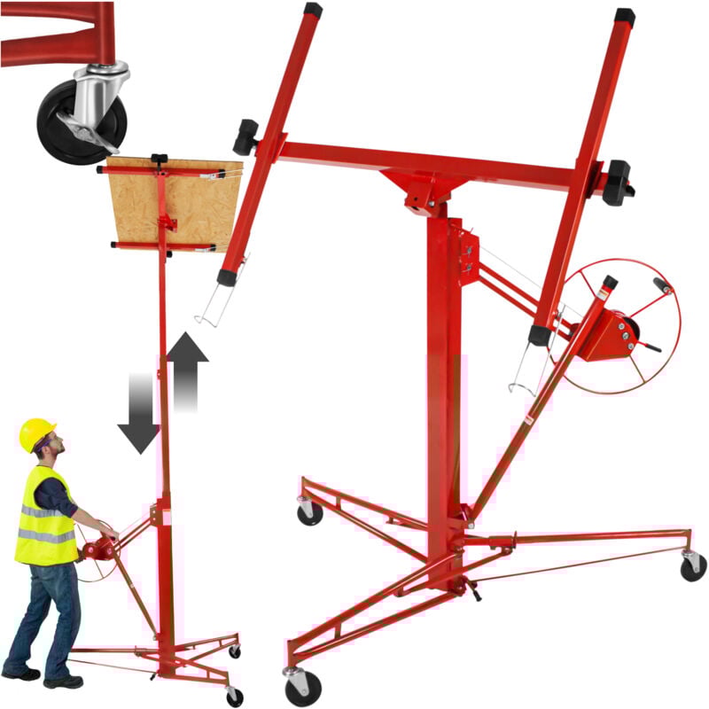 No Brand - Lève-plaque tectake - Utilisation par 1 personne - Hauteur 140 - 355 cm - Largeur 125 - 295 cm - Rouge